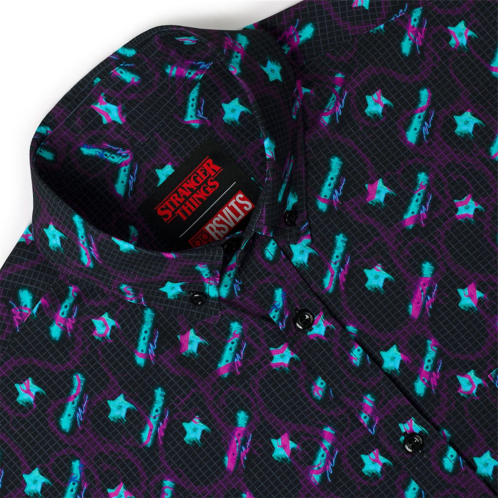 RSVLTS Battle of Starcourt KUNUFLEX Short Sleeve Shirt in Black — detail 10