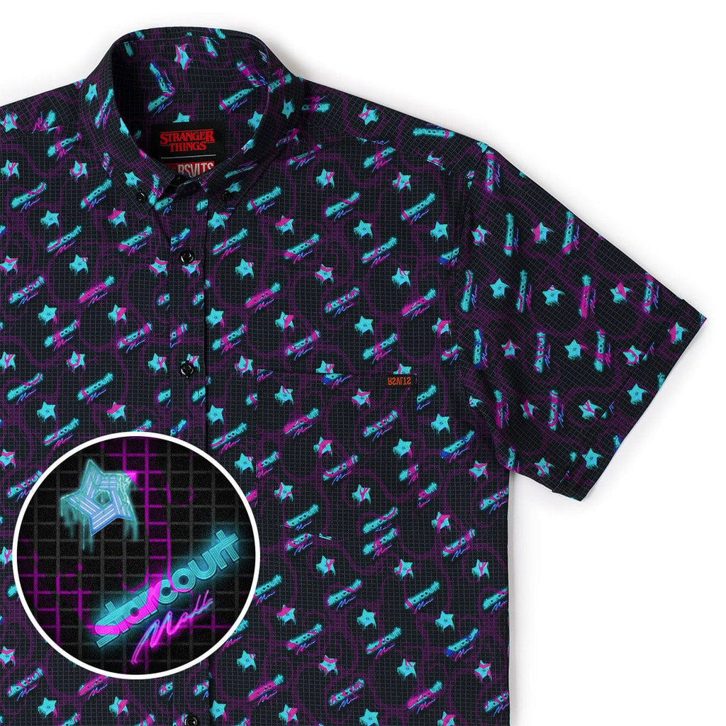 RSVLTS Battle of Starcourt KUNUFLEX Short Sleeve Shirt in Black — detail 5
