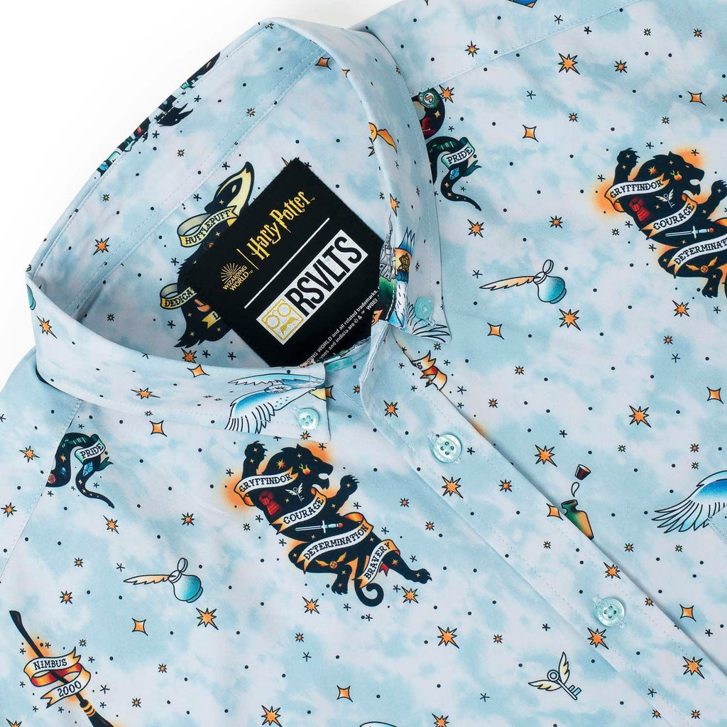 RSVLTS Wizarding Ink KUNUFLEX Short Sleeve Shirt in Blue — detail 4