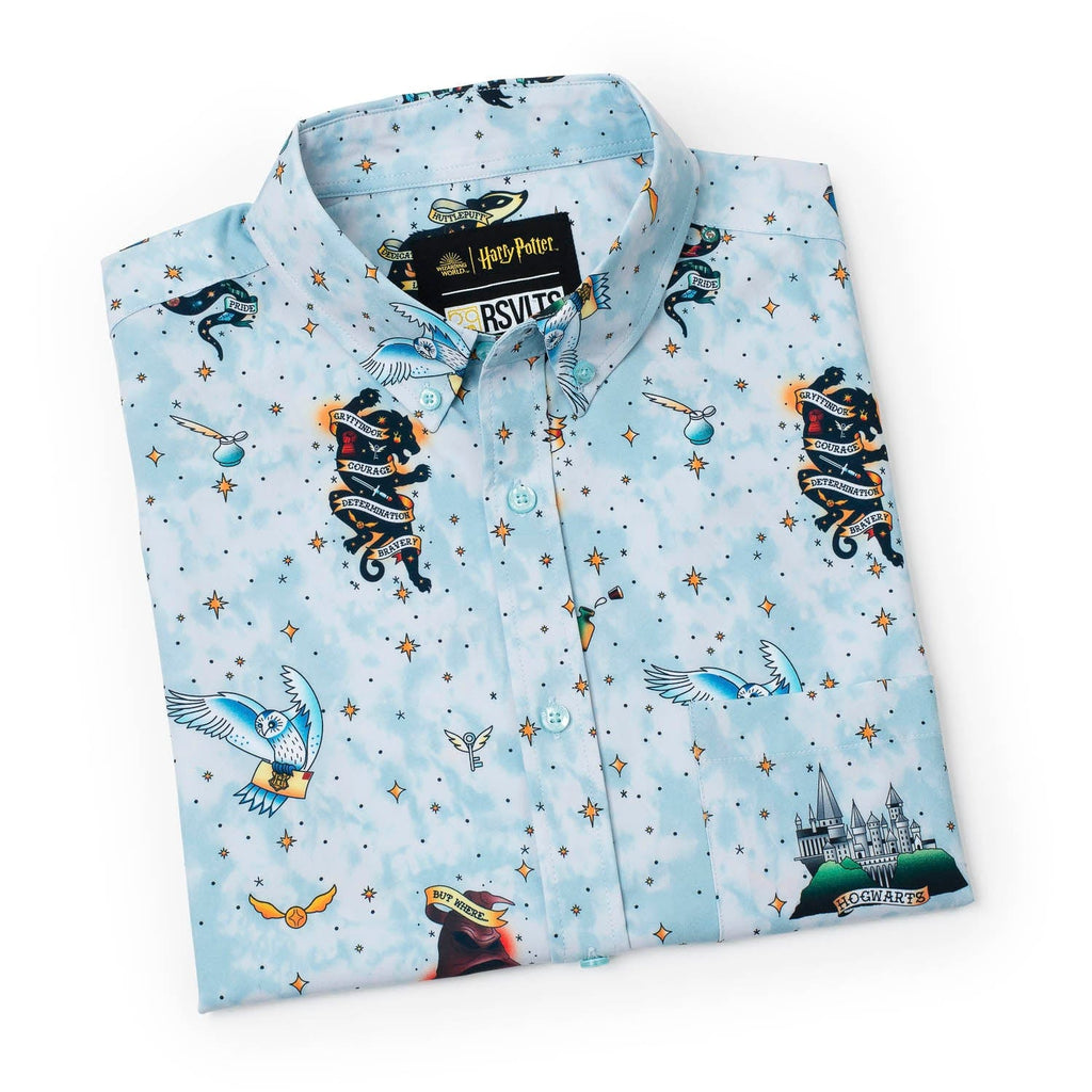RSVLTS Wizarding Ink KUNUFLEX Short Sleeve Shirt in Blue — detail 7