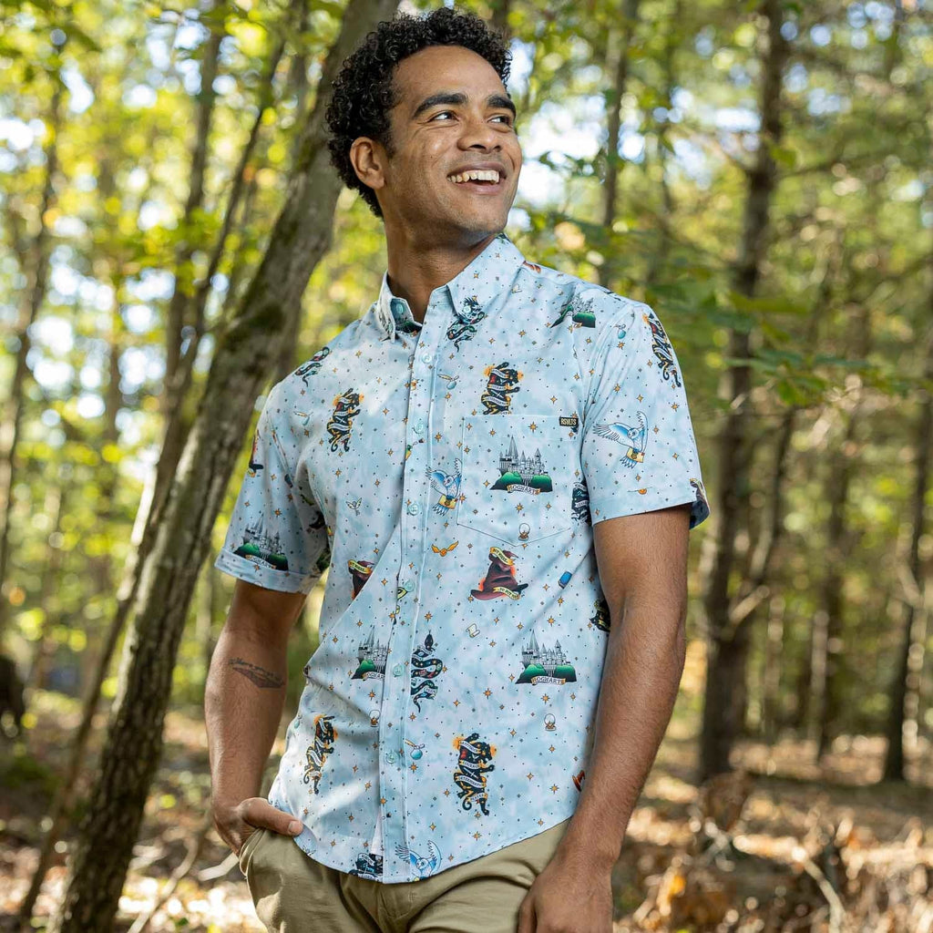 RSVLTS Wizarding Ink KUNUFLEX Short Sleeve Shirt in Blue — detail 3
