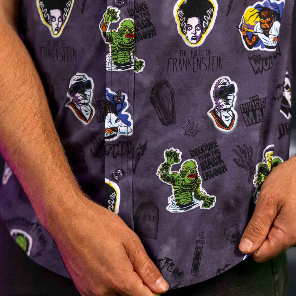 RSVLTS Monstickers KUNUFLEX Short Sleeve Shirt in Purple — detail 8