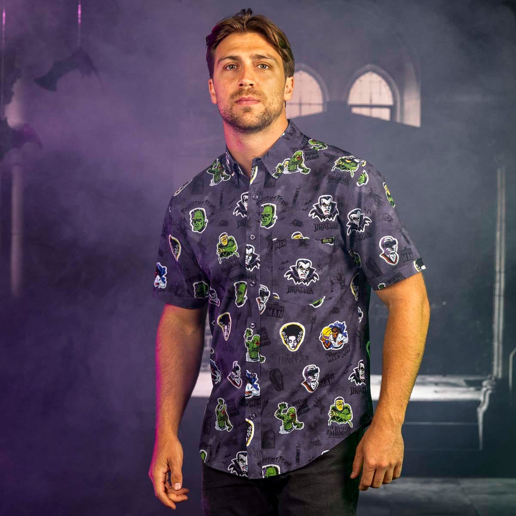 RSVLTS Monstickers KUNUFLEX Short Sleeve Shirt in Purple — detail 2