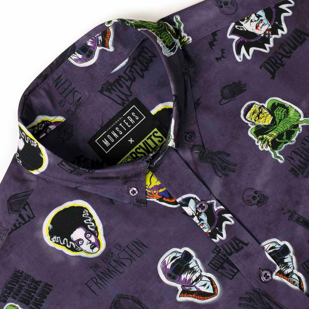 RSVLTS Monstickers KUNUFLEX Short Sleeve Shirt in Purple — detail 6