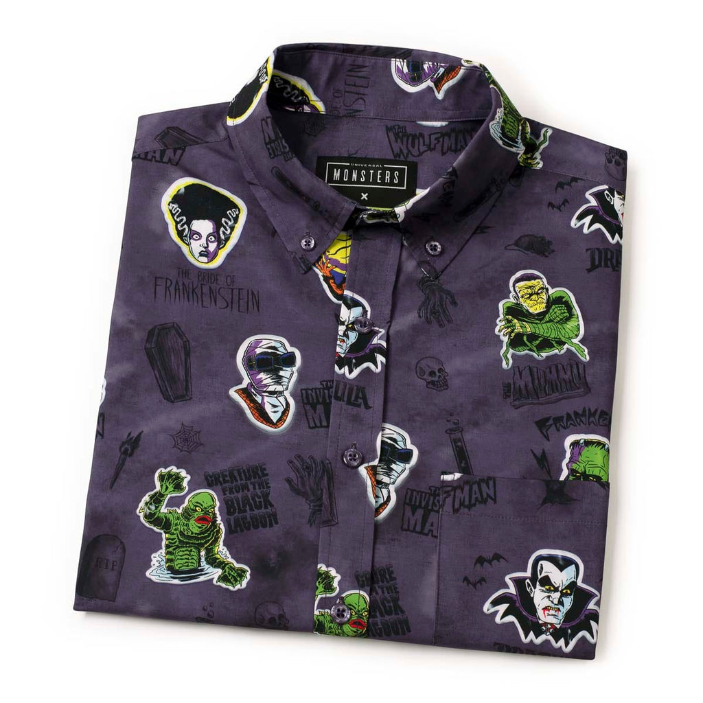 RSVLTS Monstickers KUNUFLEX Short Sleeve Shirt in Purple — detail 9