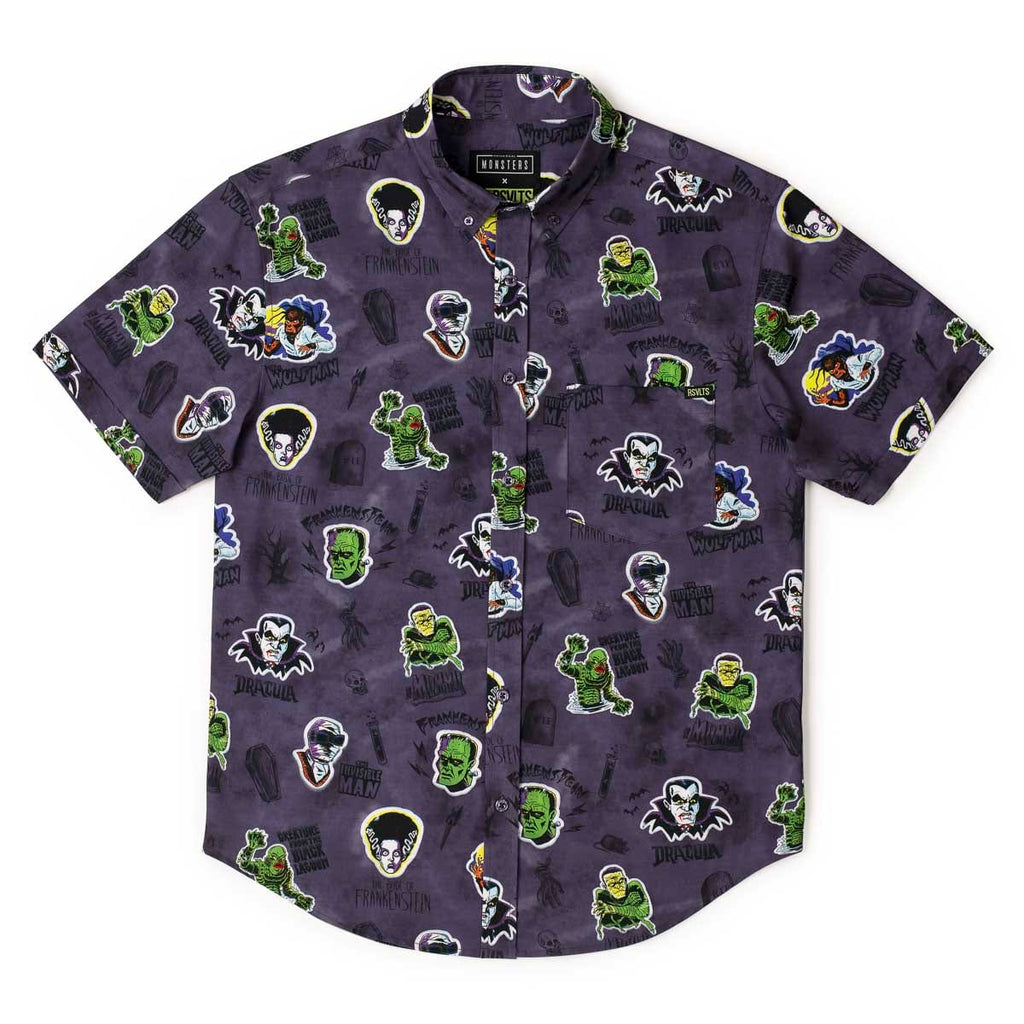 RSVLTS Monstickers KUNUFLEX Short Sleeve Shirt in Purple — detail 5