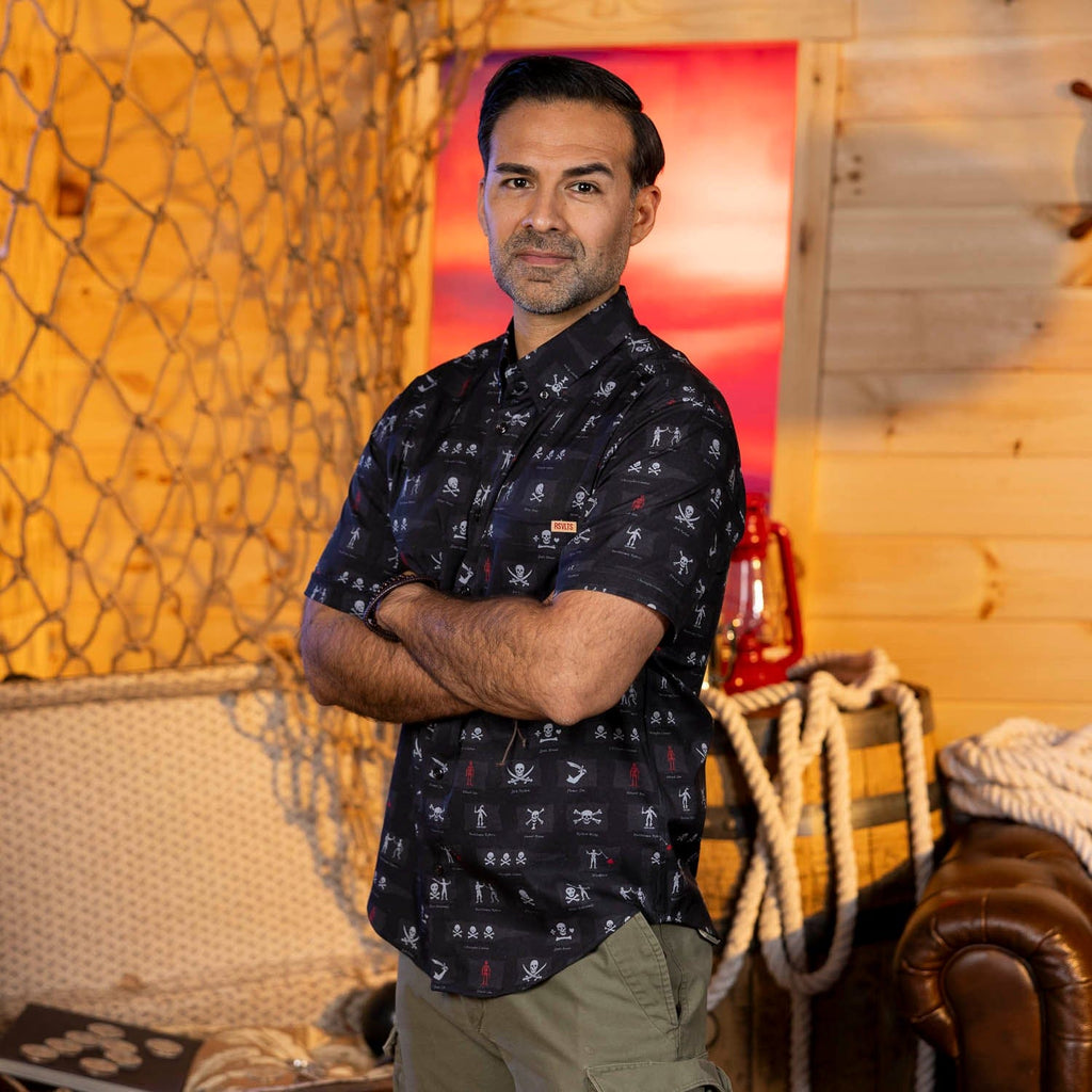 RSVLTS Not-So-Jolly Rogers KUNUFLEX Short Sleeve Shirt in Black — detail 6