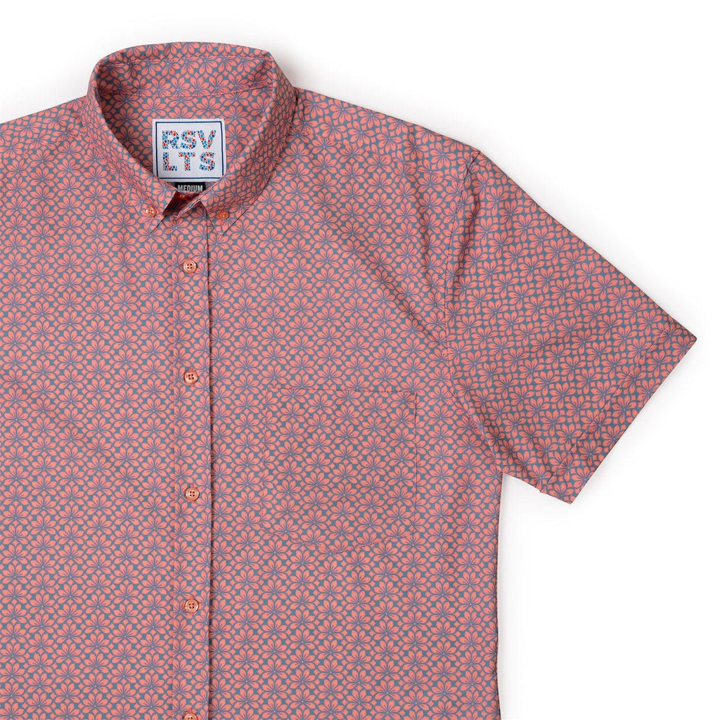 RSVLTS Coral Floral KUNUFLEX Short Sleeve Shirt in Red — front view