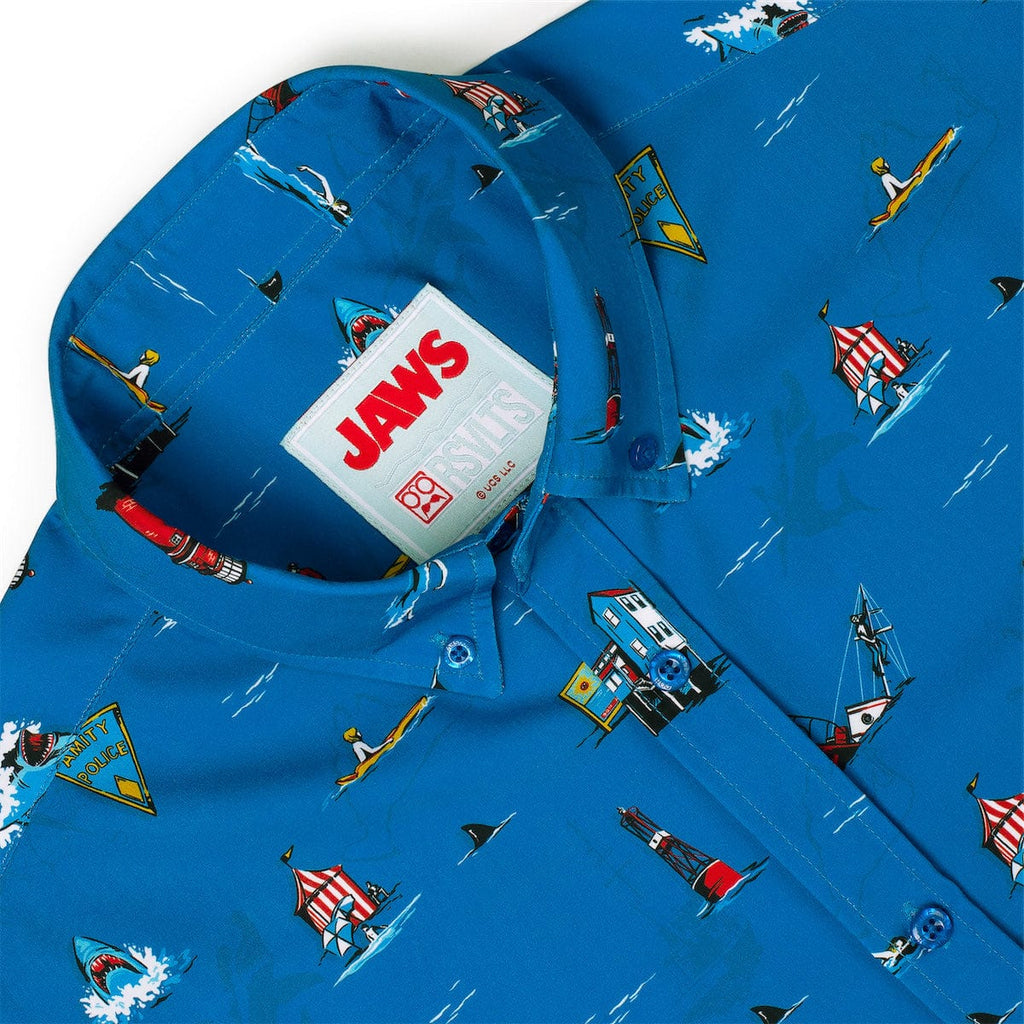 RSVLTS Swim at Your Own Risk KUNUFLEX Short Sleeve Shirt in Blue — detail 9