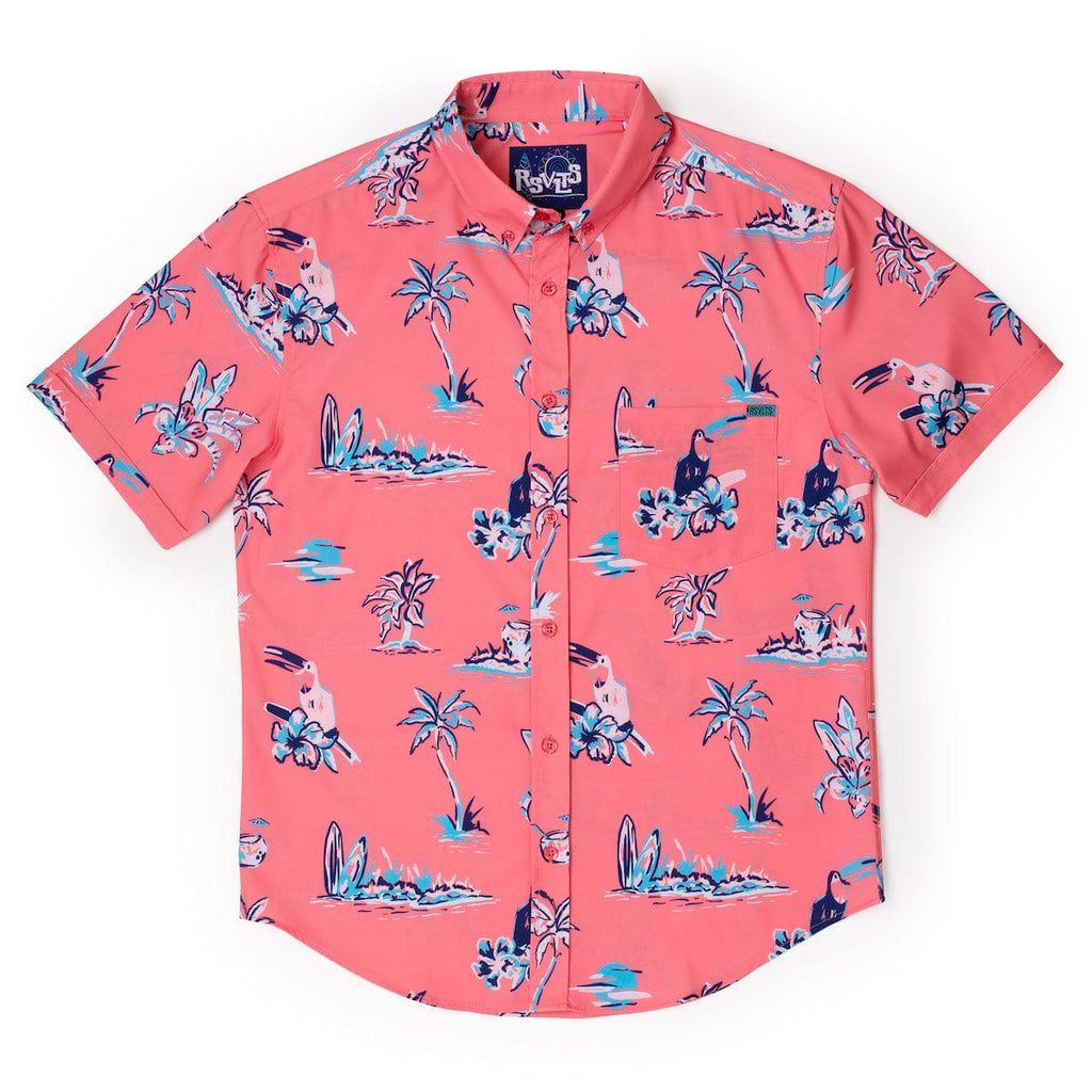 RSVLTS Toucans Are Better Than One KUNUFLEX Short Sleeve Shirt in Pink — detail 5