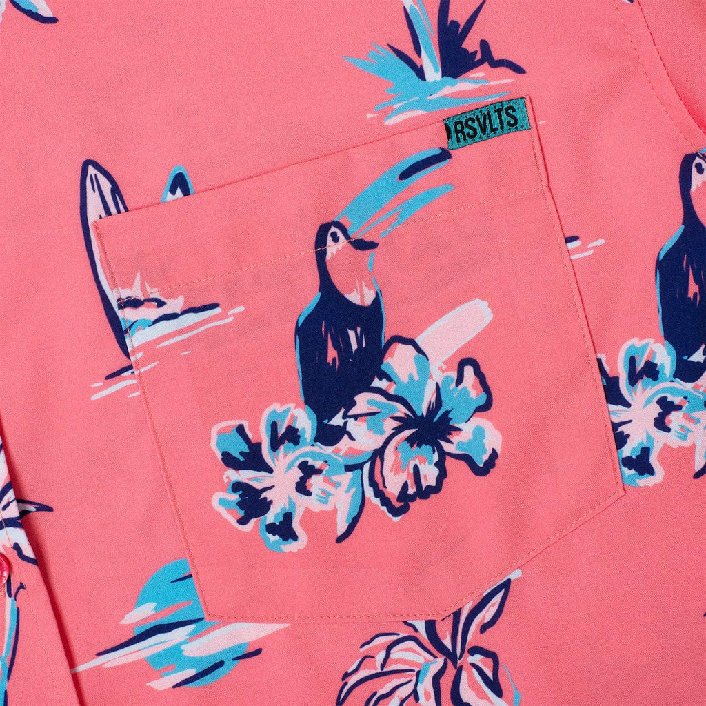 RSVLTS Toucans Are Better Than One KUNUFLEX Short Sleeve Shirt in Pink — detail 4