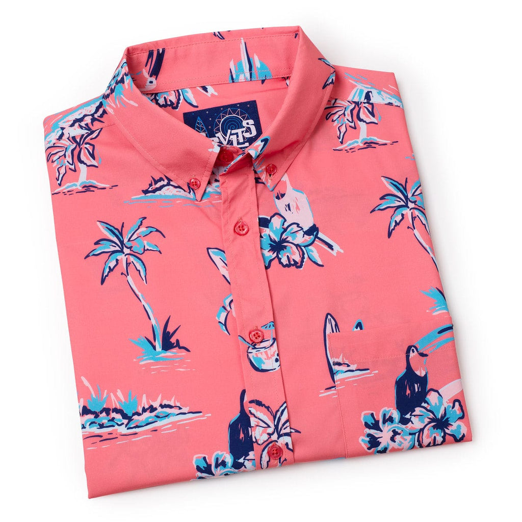 RSVLTS Toucans Are Better Than One KUNUFLEX Short Sleeve Shirt in Pink — detail 9