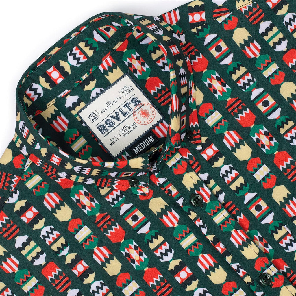 RSVLTS Crackin’ Christmas Long Sleeve Shirt in Green — detail 4