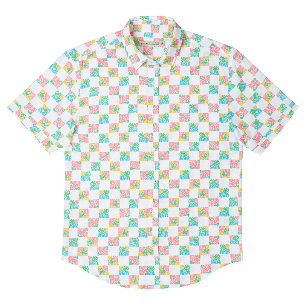 RSVLTS Late Checkout Bamboo Short Sleeve Shirt in Multicolor — detail 9