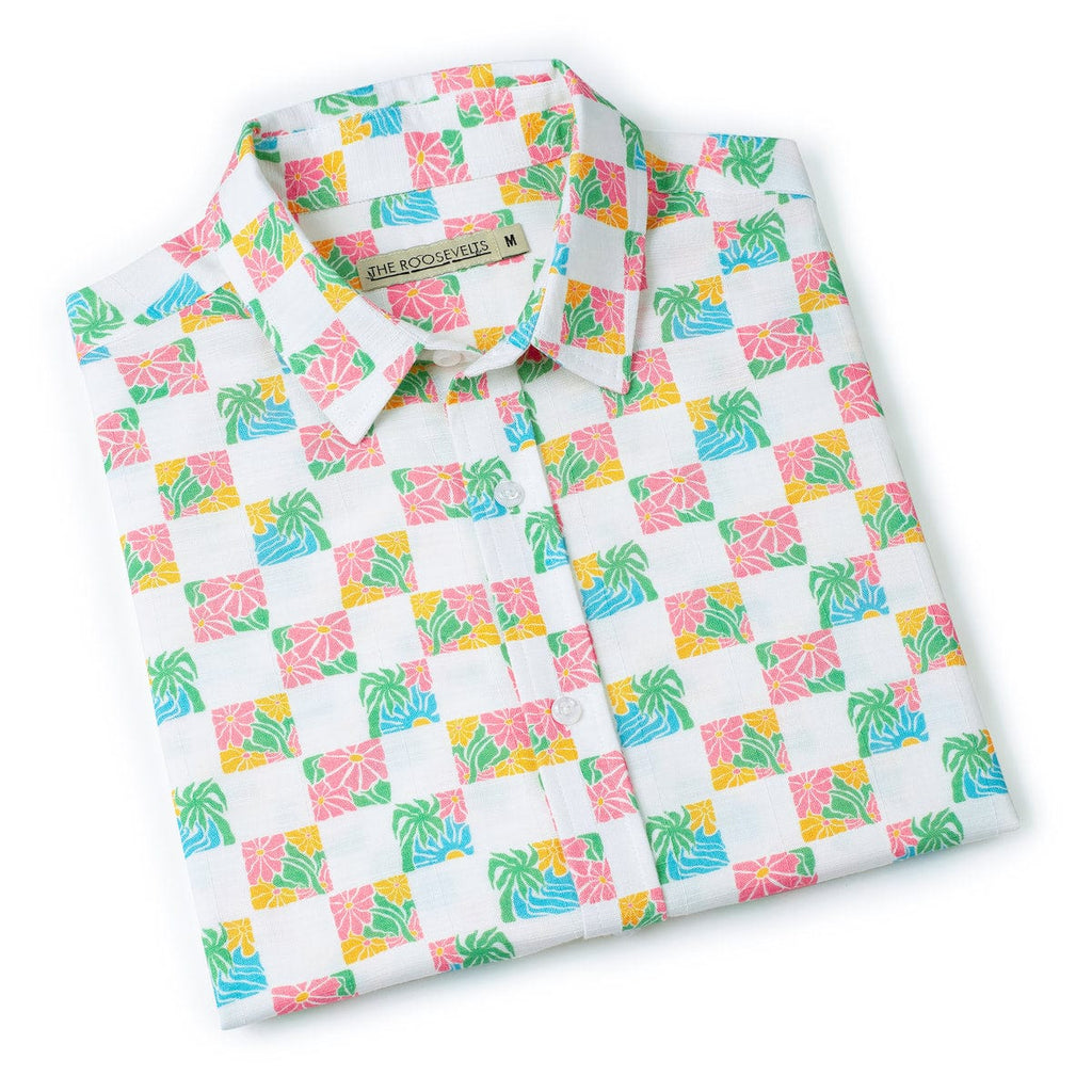 RSVLTS Late Checkout Bamboo Short Sleeve Shirt in Multicolor — detail 12