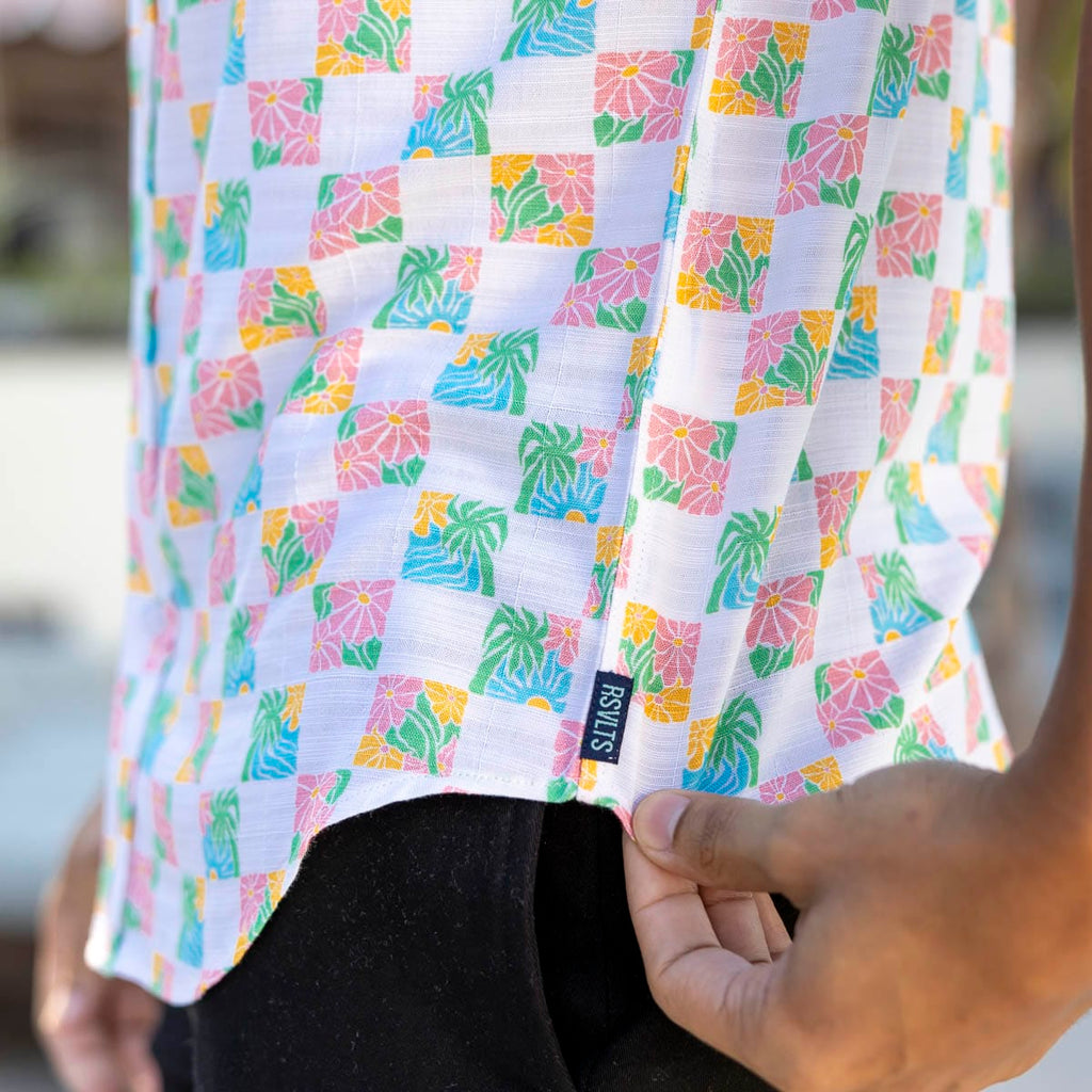 RSVLTS Late Checkout Bamboo Short Sleeve Shirt in Multicolor — detail 10
