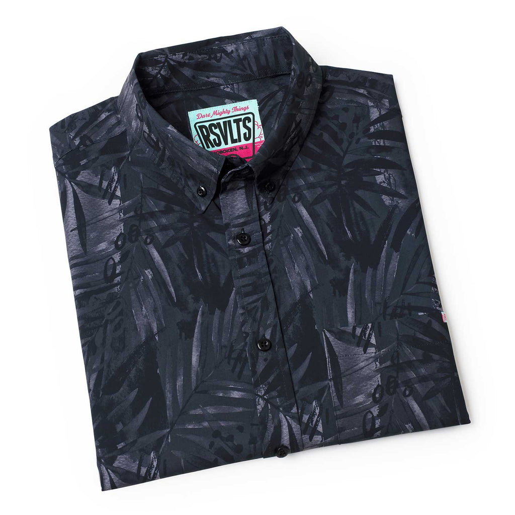 RSVLTS Midnight Chill KUNUFLEX Short Sleeve Shirt in Black — detail 8