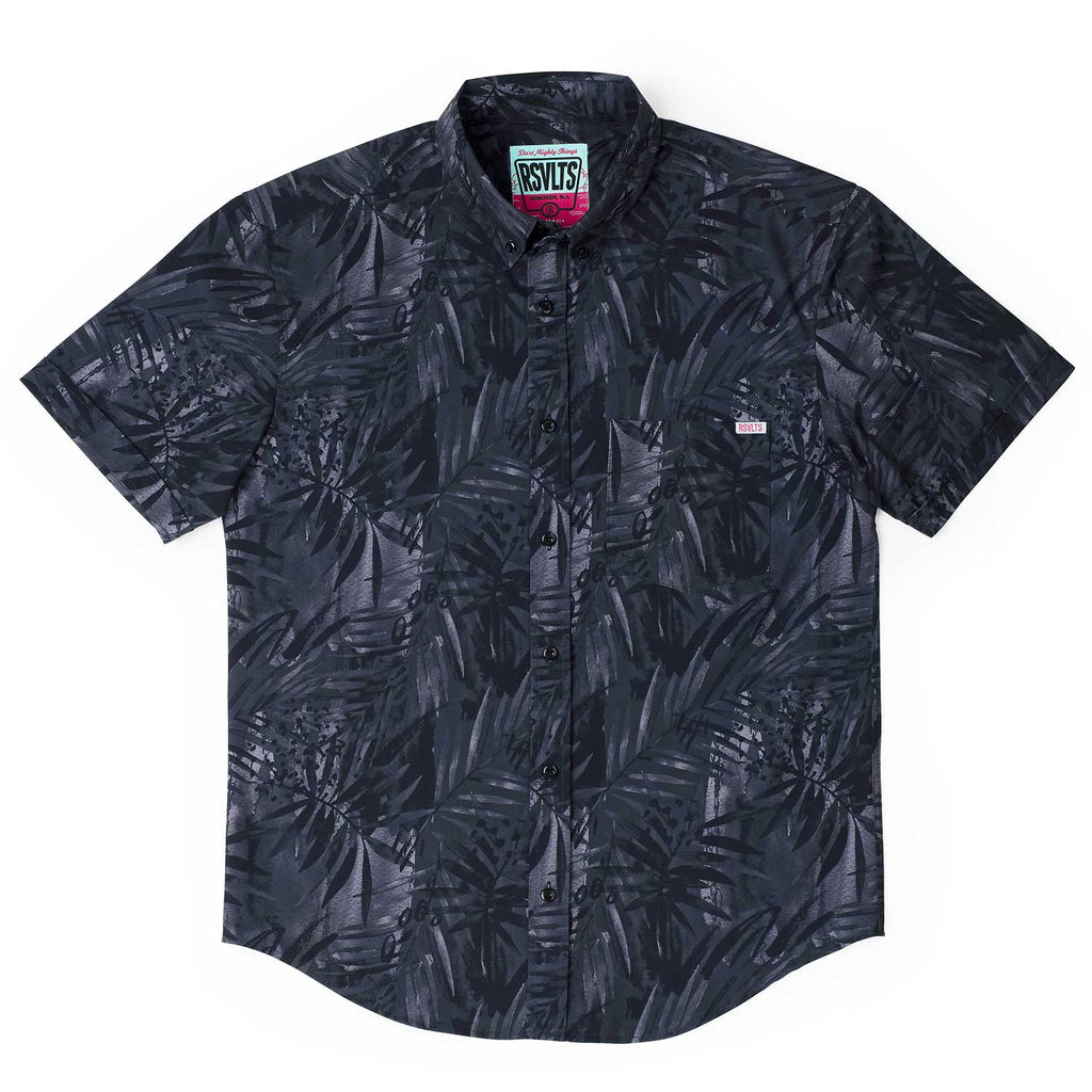 RSVLTS Midnight Chill KUNUFLEX Short Sleeve Shirt in Black — detail 3