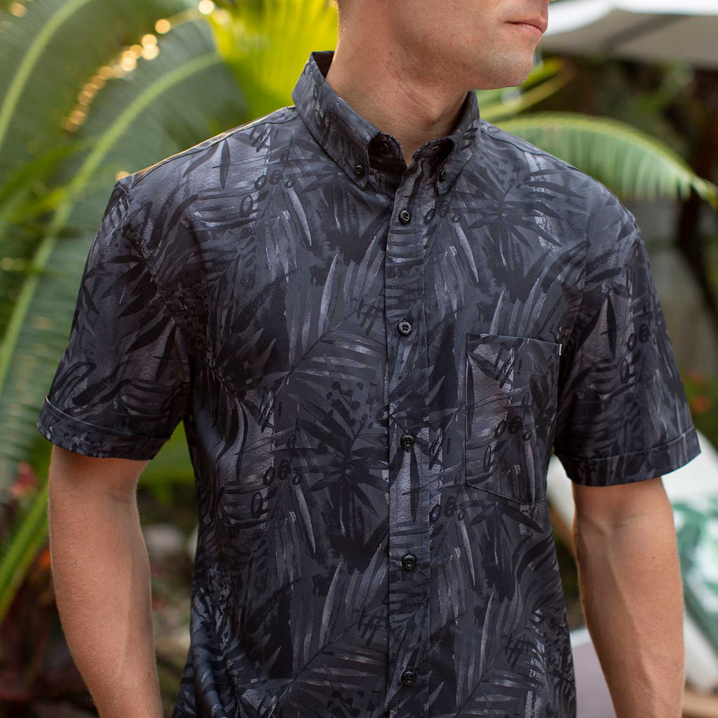 RSVLTS Midnight Chill KUNUFLEX Short Sleeve Shirt in Black — detail 4
