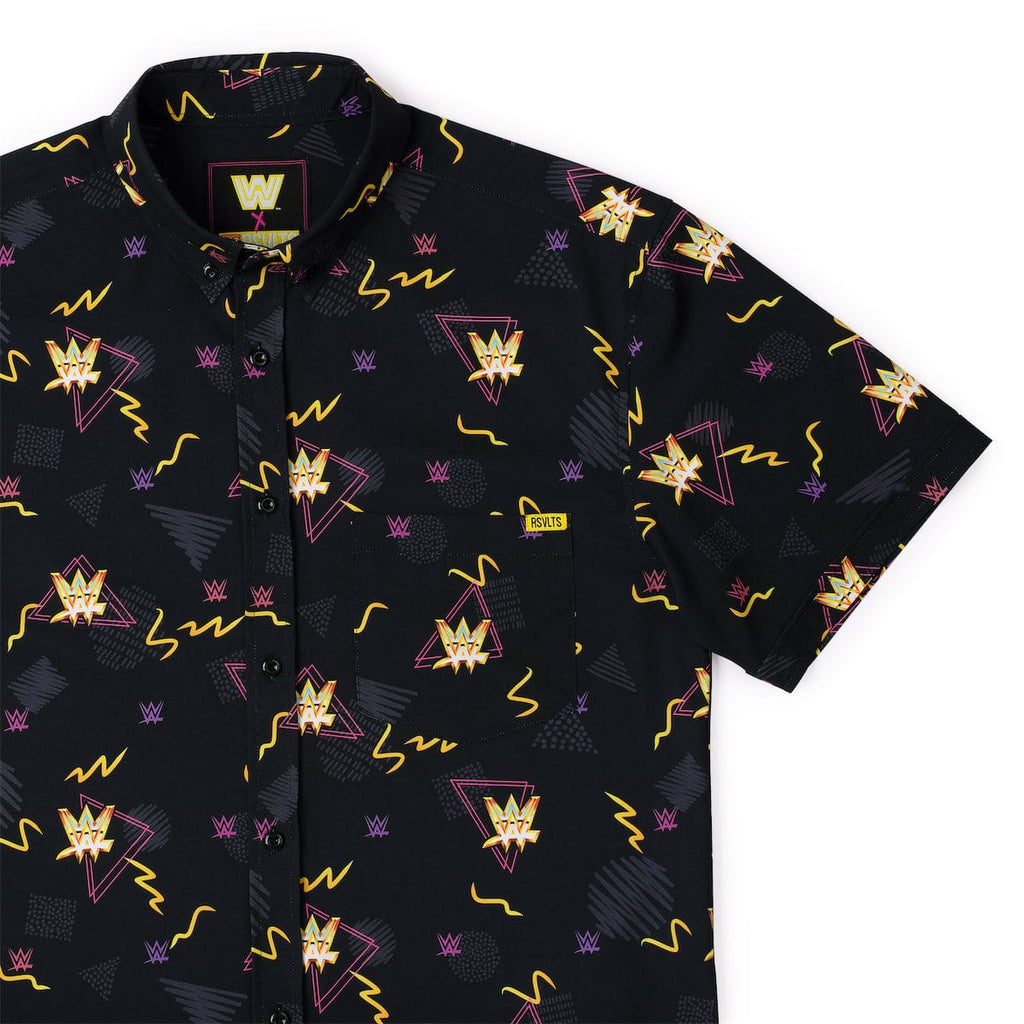 RSVLTS Retro Wrestling KUNUFLEX Short Sleeve Shirt in Black — detail 8