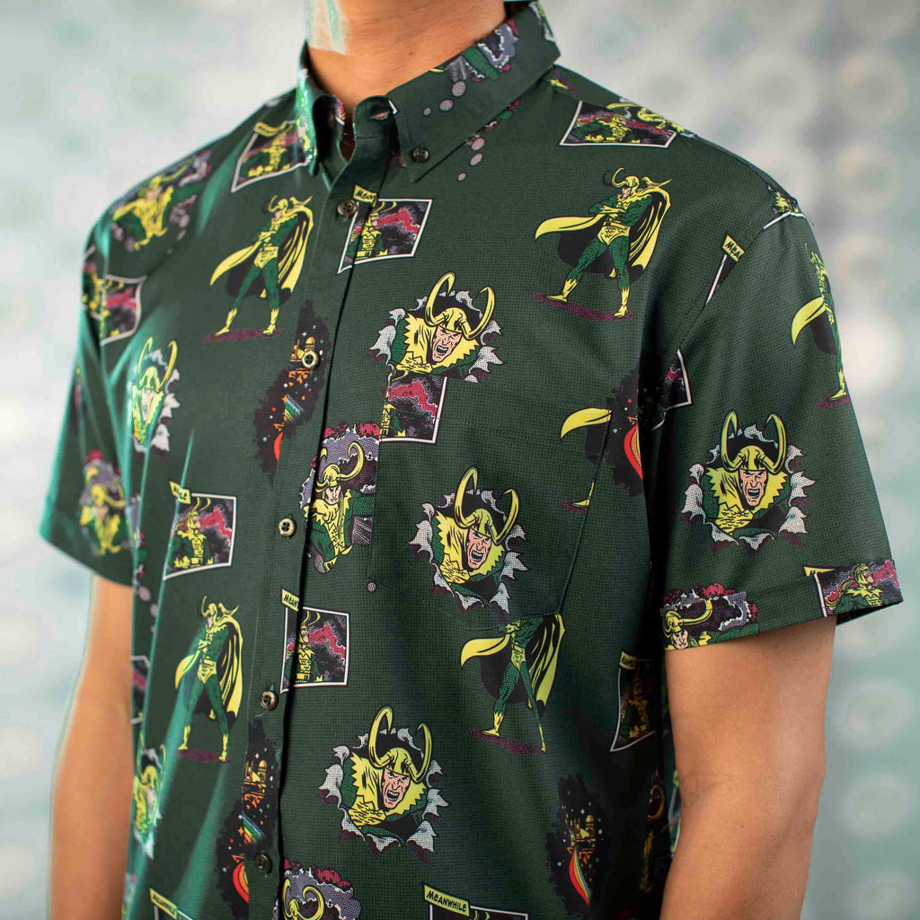 RSVLTS The Trickster KUNUFLEX Short Sleeve Shirt in Green — detail 9