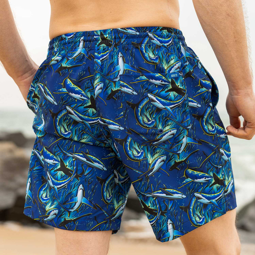 RSVLTS Feeding Frenzy Hybrid Shorts in Blue — detail 5