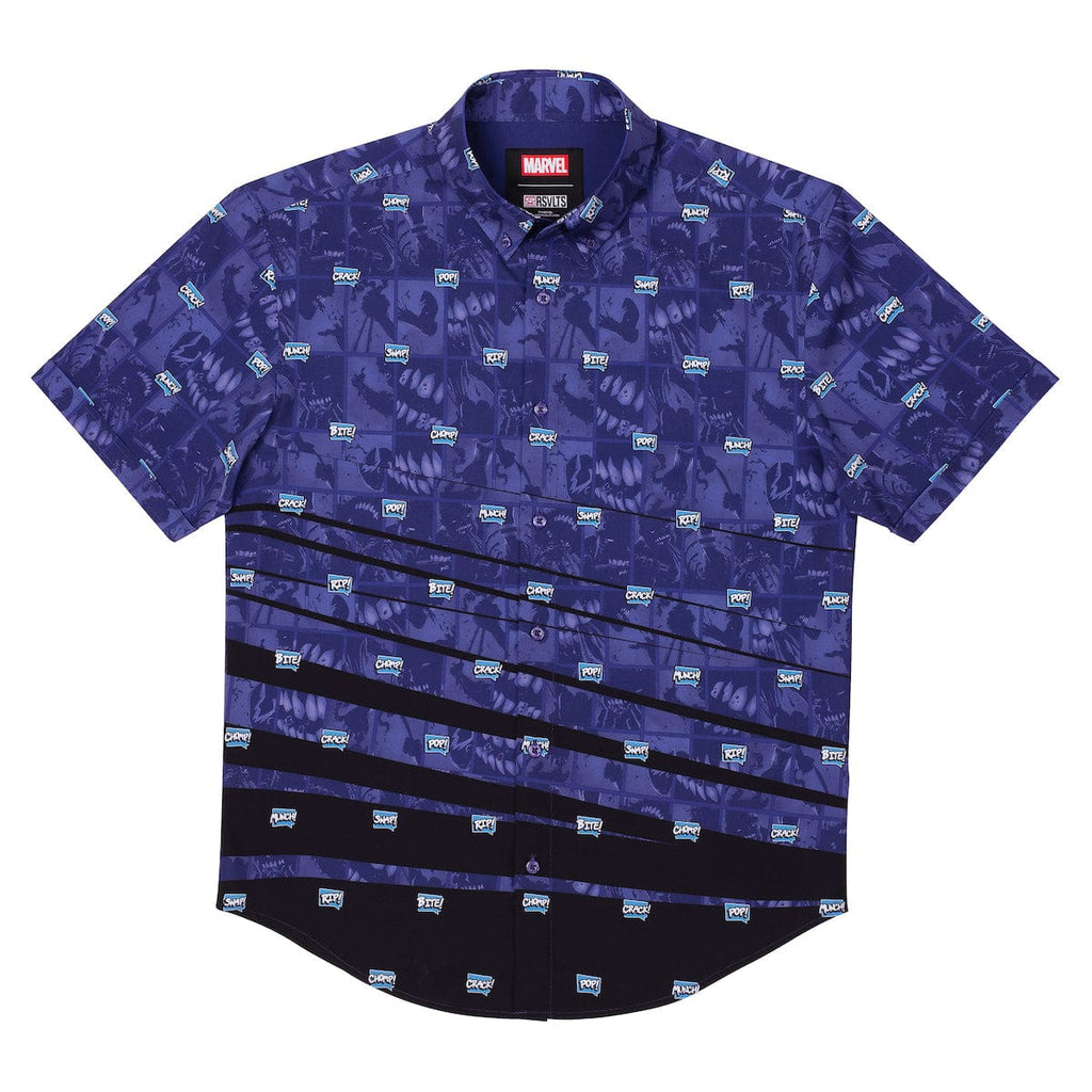 RSVLTS Mouthin' Off KUNUFLEX Short Sleeve Shirt in Black — front view