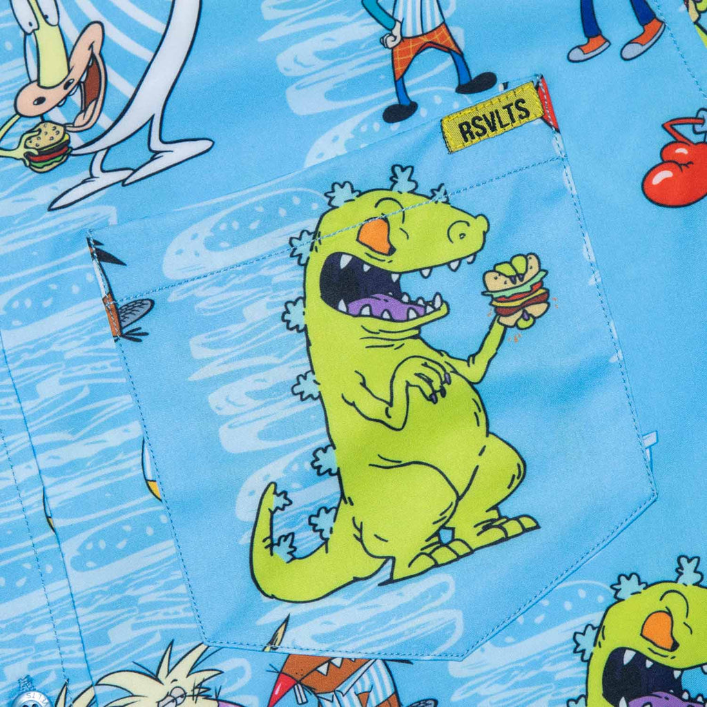 RSVLTS Home of the Good Burger KUNUFLEX Short Sleeve Shirt in Blue — detail 4