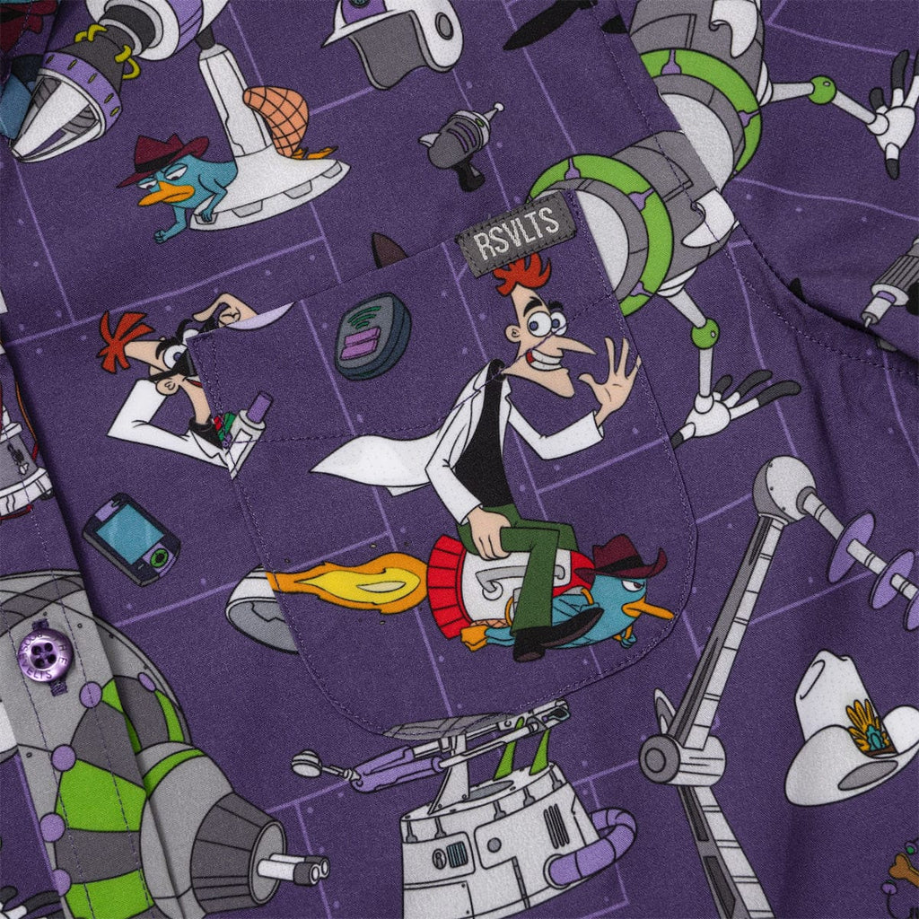 RSVLTS Doofenshmirtz Evil Incorporated Youth KUNUFLEX Short Sleeve Shirt in Purple — detail 2