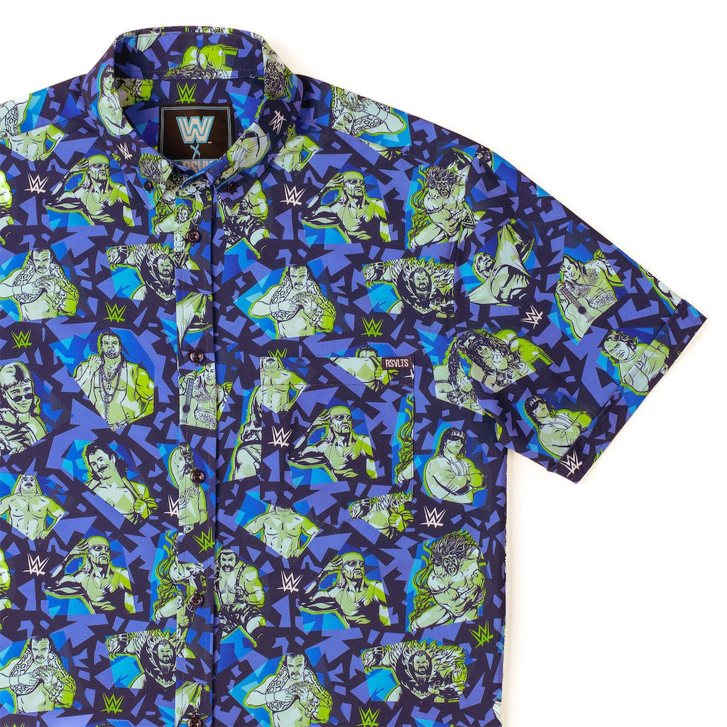 RSVLTS Radical Ring Legends KUNUFLEX Short Sleeve Shirt in Blue — front view