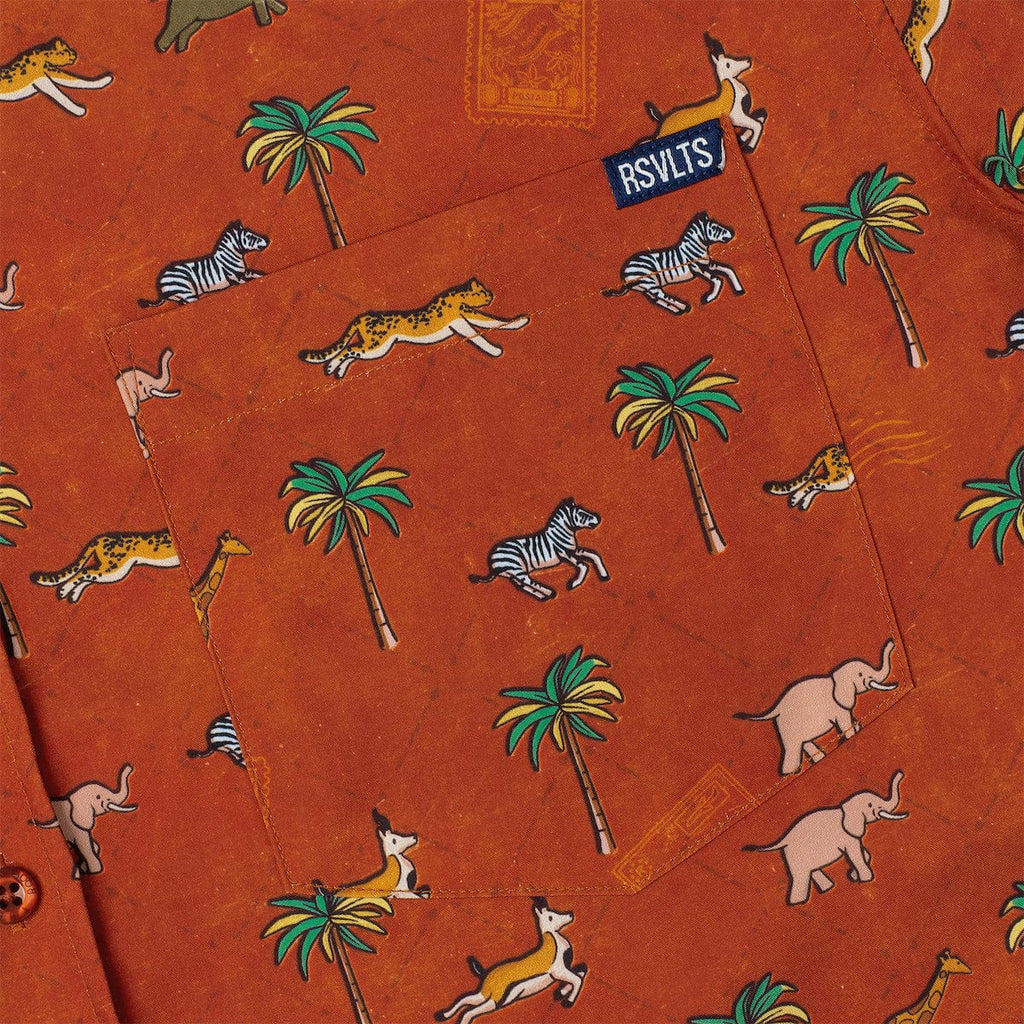 RSVLTS Destination Darjeeling KUNUFLEX Short Sleeve Shirt in Brown — detail 5