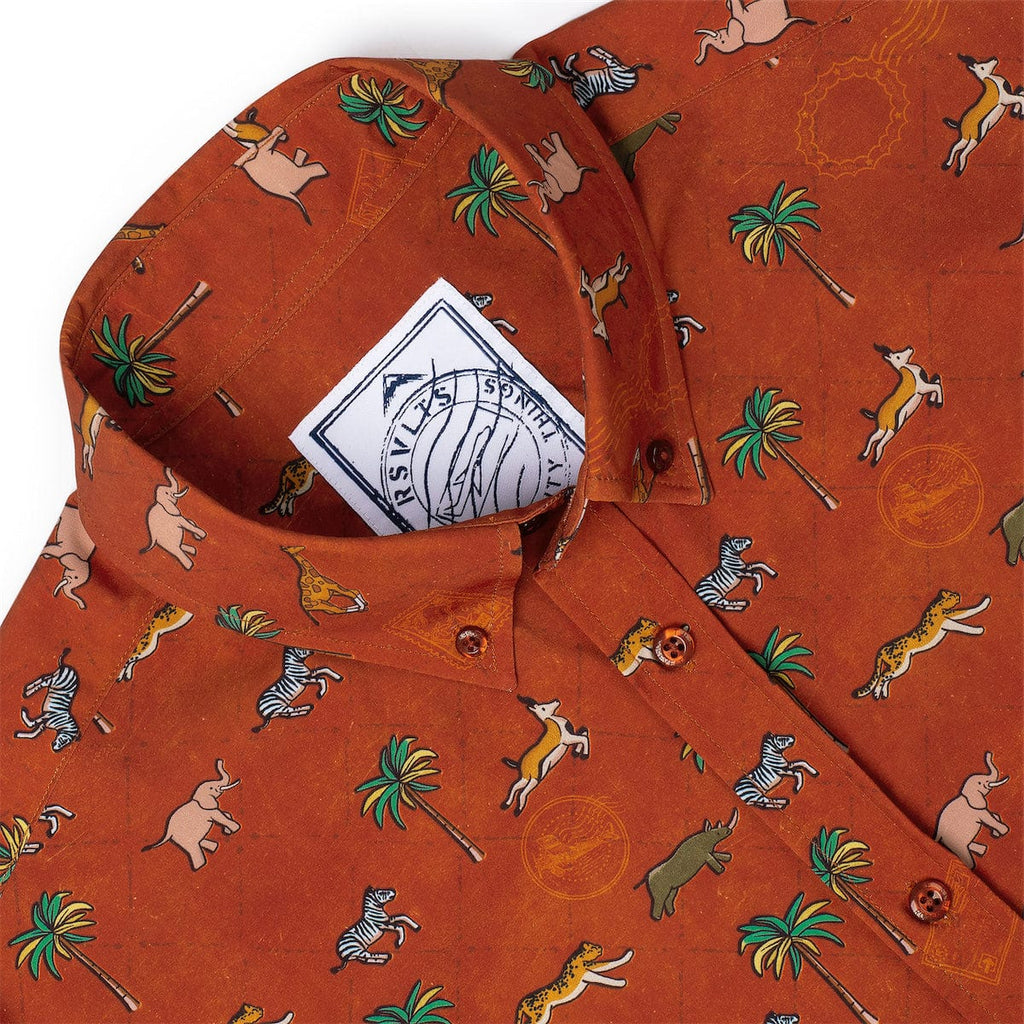 RSVLTS Destination Darjeeling KUNUFLEX Short Sleeve Shirt in Brown — detail 7