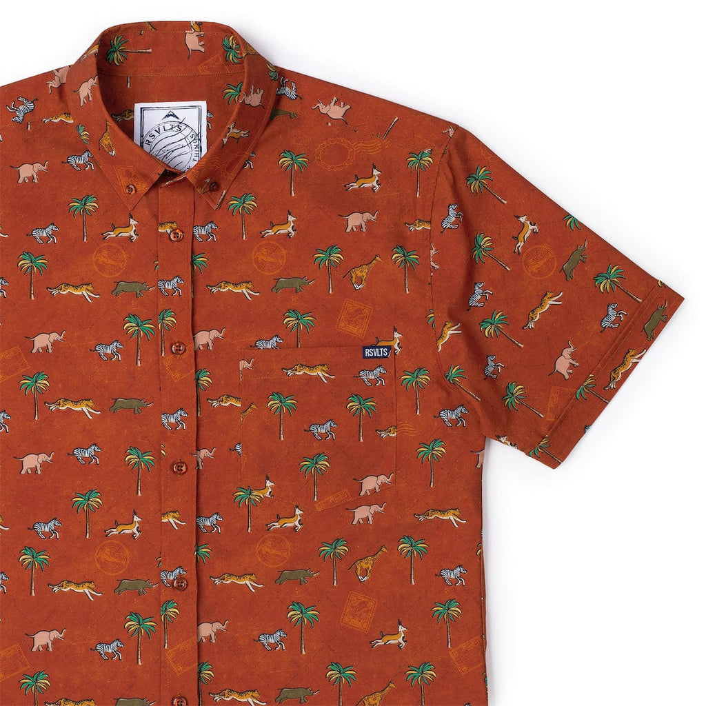 RSVLTS Destination Darjeeling KUNUFLEX Short Sleeve Shirt in Brown — detail 3