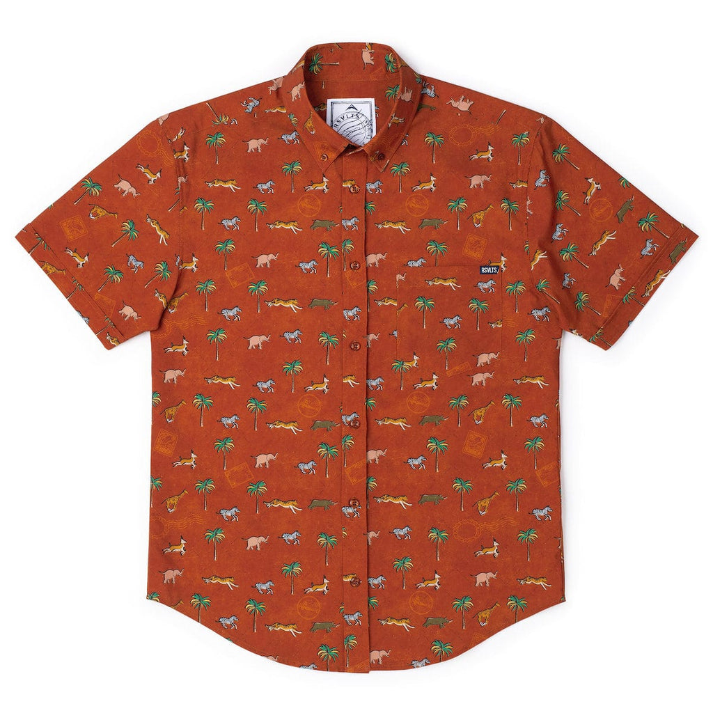 RSVLTS Destination Darjeeling KUNUFLEX Short Sleeve Shirt in Brown — detail 6