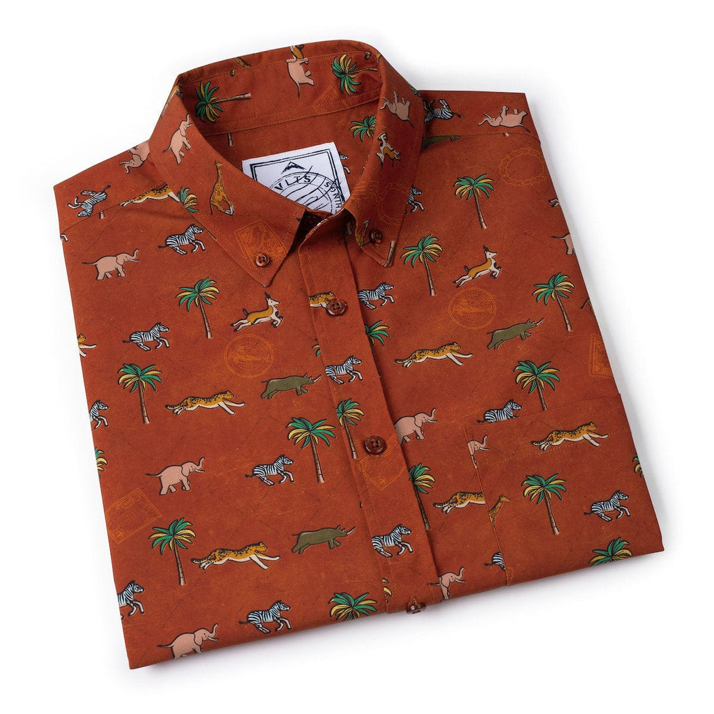 RSVLTS Destination Darjeeling KUNUFLEX Short Sleeve Shirt in Brown — detail 9