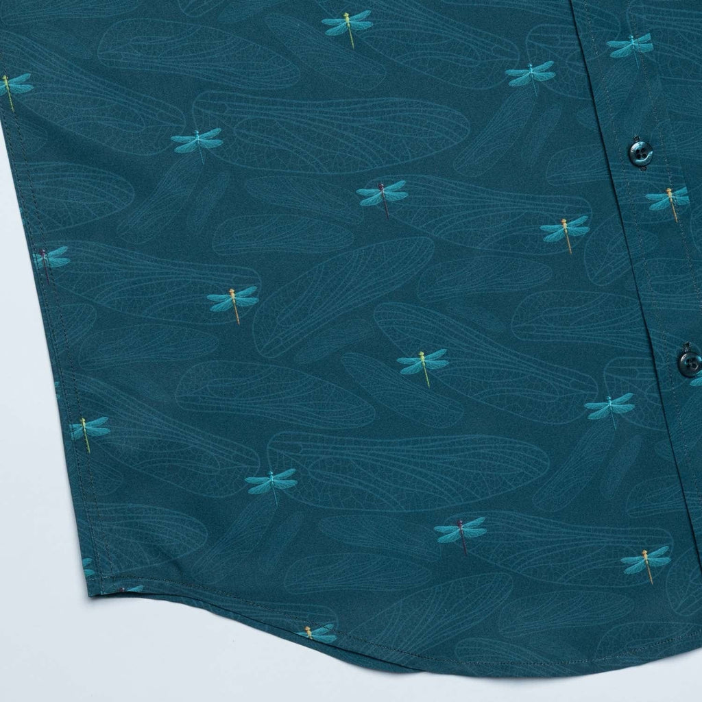 RSVLTS Dragonflies KUNUFLEX Short Sleeve Shirt in Green — detail 5