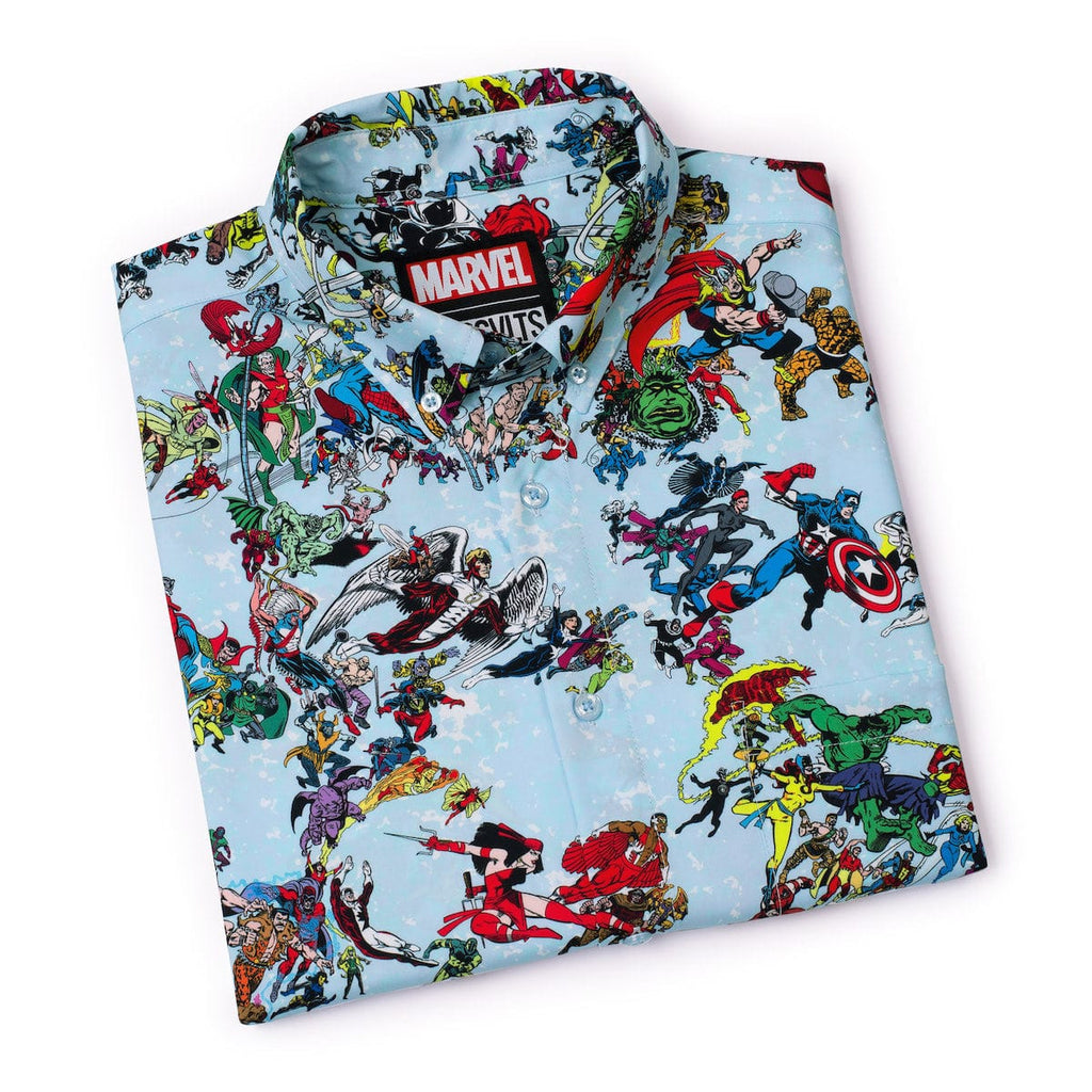 RSVLTS There Goes My Hero KUNUFLEX Short Sleeve Shirt in Blue — detail 11