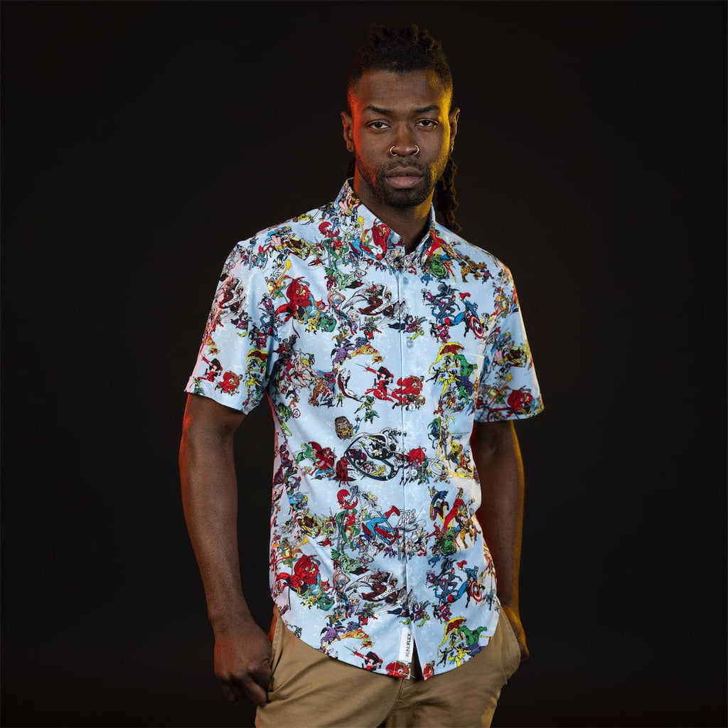 RSVLTS There Goes My Hero KUNUFLEX Short Sleeve Shirt in Blue — detail 7