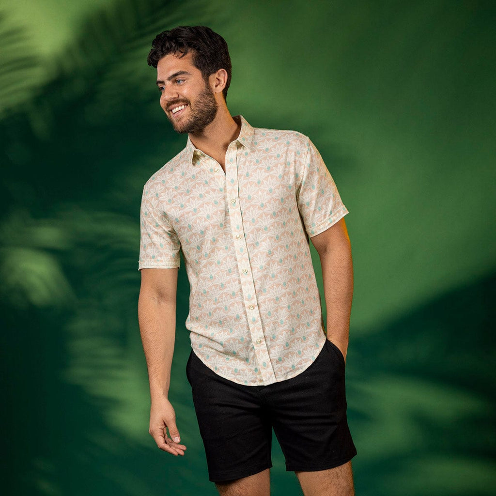 RSVLTS Terragave Bamboo Short Sleeve Shirt in Neutral — detail 4
