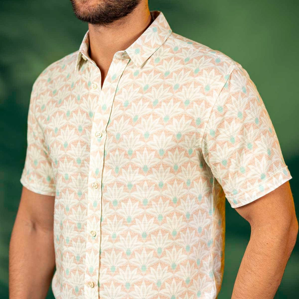 RSVLTS Terragave Bamboo Short Sleeve Shirt in Neutral — front view