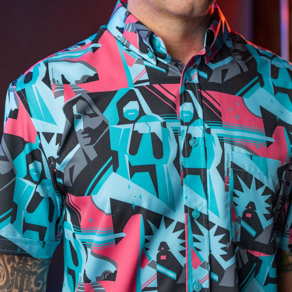 RSVLTS Tale of Two Jedi KUNUFLEX Short Sleeve Shirt in Blue — detail 4