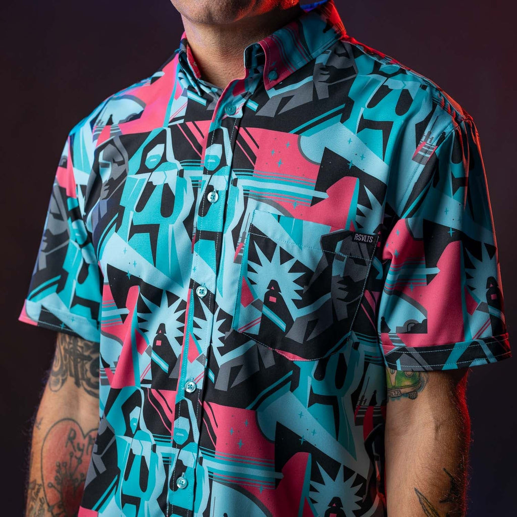 RSVLTS Tale of Two Jedi KUNUFLEX Short Sleeve Shirt in Blue — detail 3