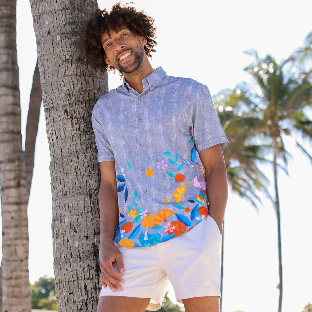 RSVLTS Citrus Twist KUNUFLEX Short Sleeve Shirt in Gray — detail 4