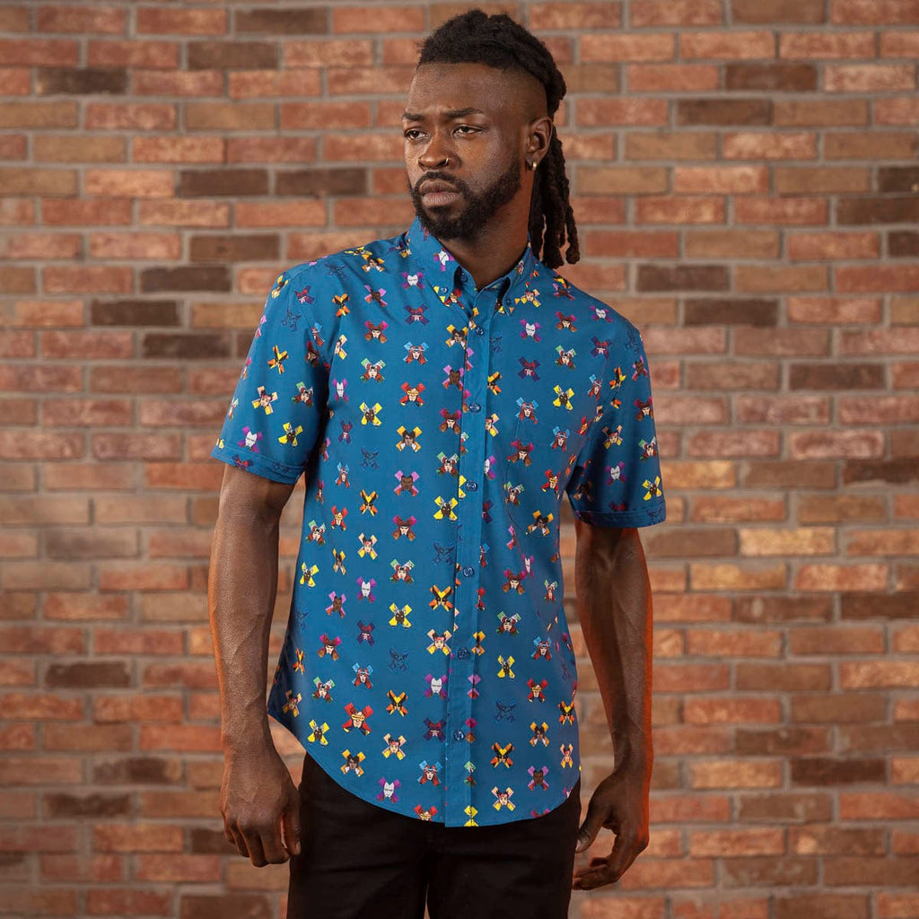 RSVLTS All My Xs KUNUFLEX Short Sleeve Shirt in Blue — detail 3