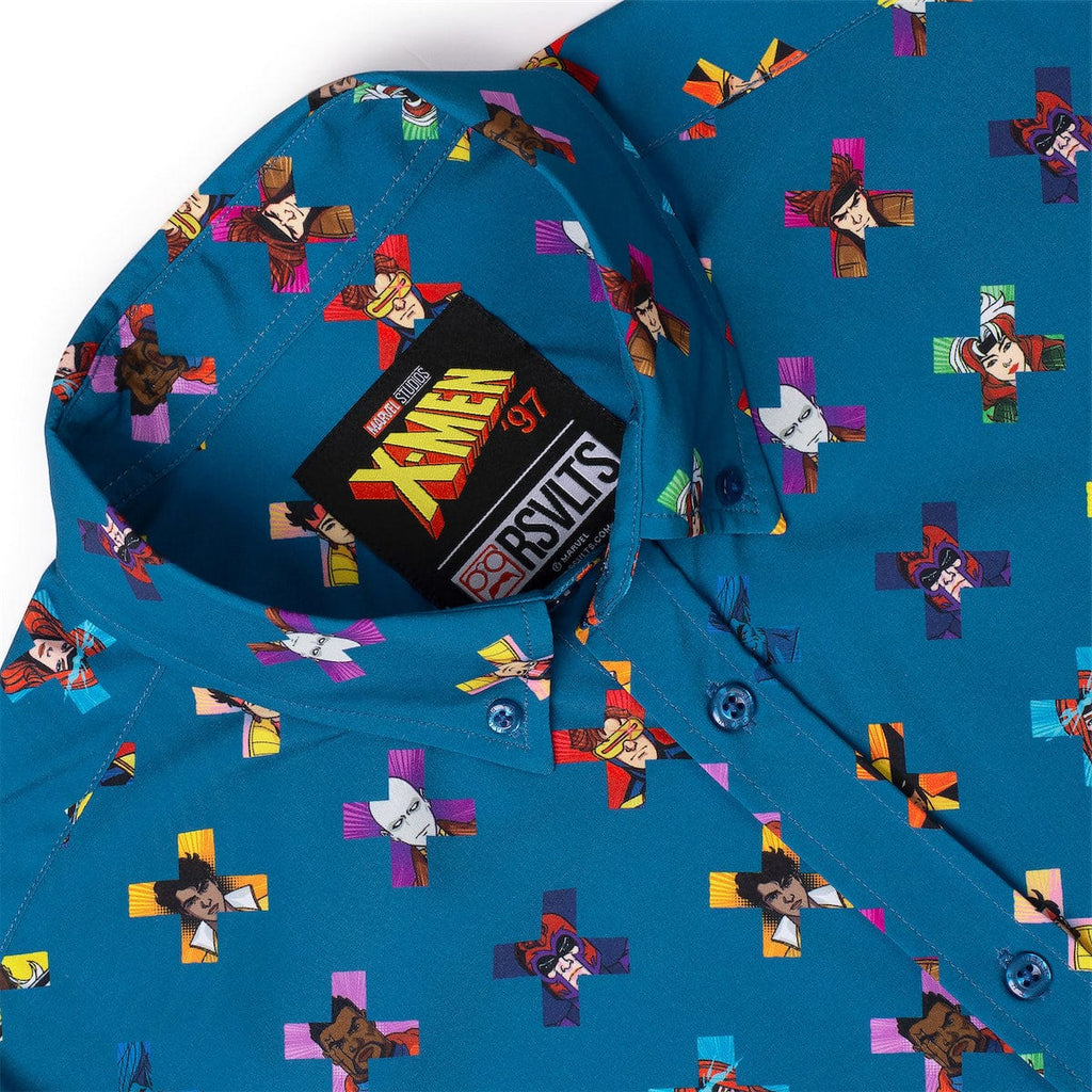 RSVLTS All My Xs KUNUFLEX Short Sleeve Shirt in Blue — detail 7