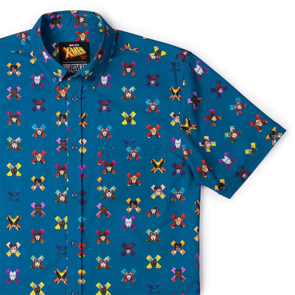 RSVLTS All My Xs KUNUFLEX Short Sleeve Shirt in Blue — front view