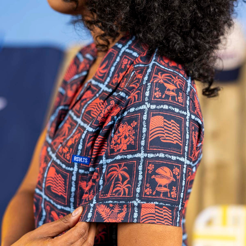 RSVLTS Grillaxin’ Women's KUNUFLEX Short Sleeve Shirt in Black — detail 7