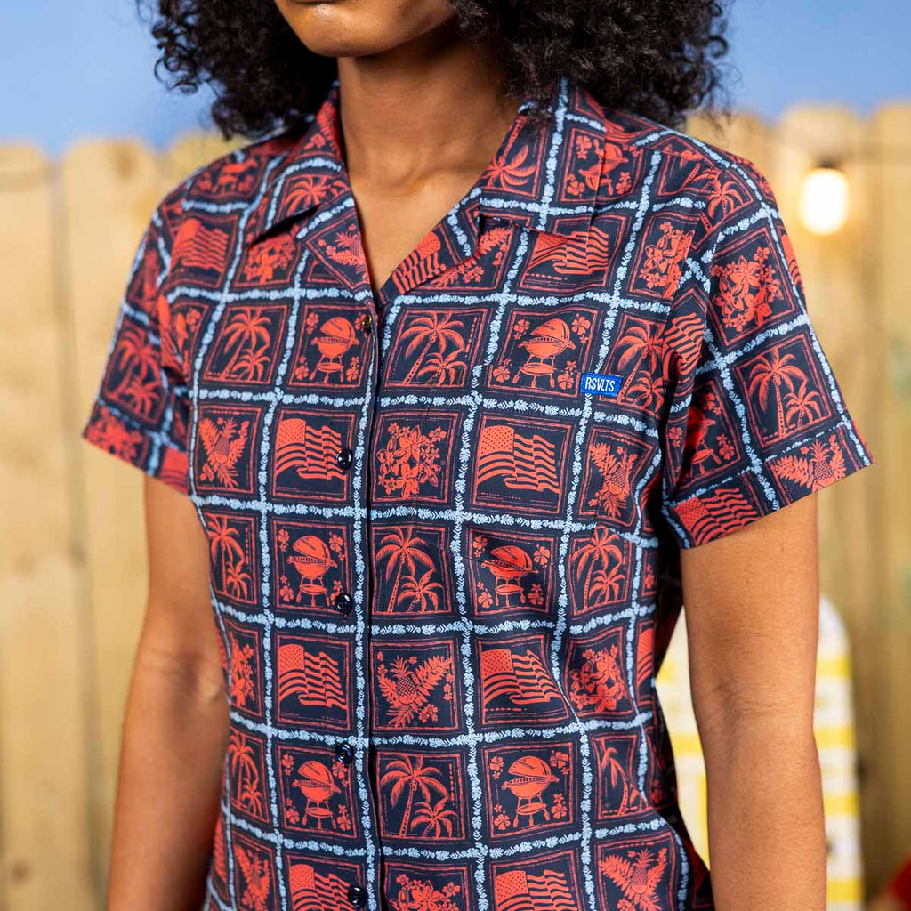RSVLTS Grillaxin’ Women's KUNUFLEX Short Sleeve Shirt in Black — detail 5