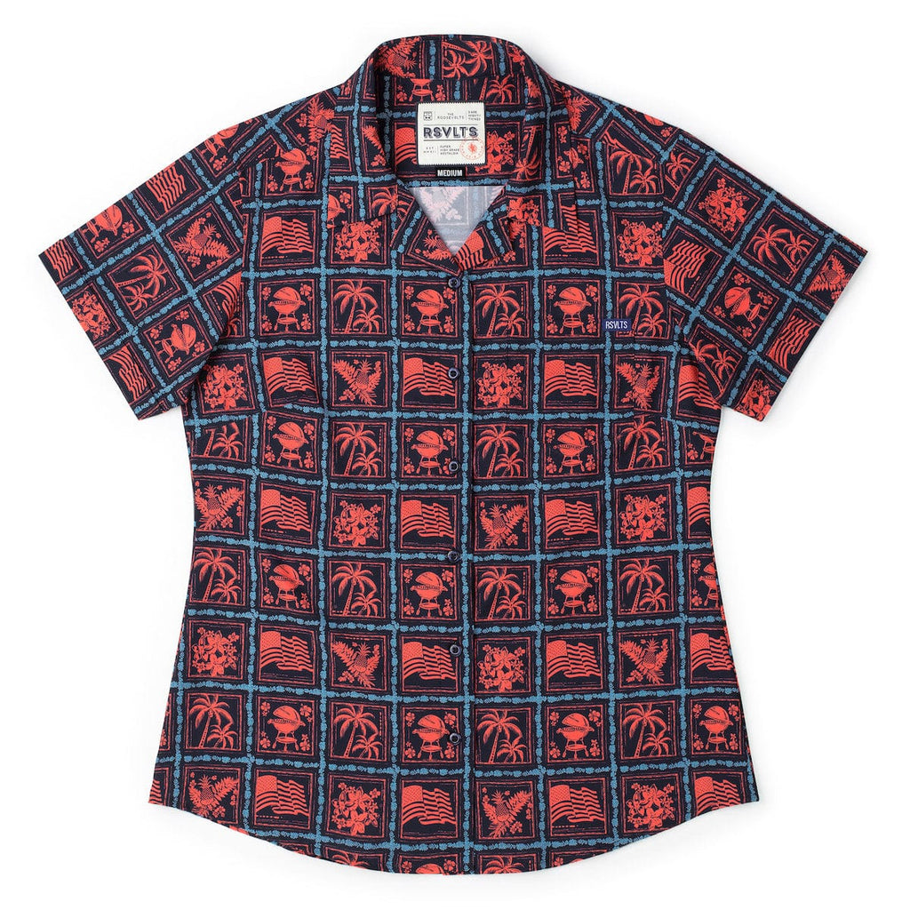 RSVLTS Grillaxin’ Women's KUNUFLEX Short Sleeve Shirt in Black — detail 4