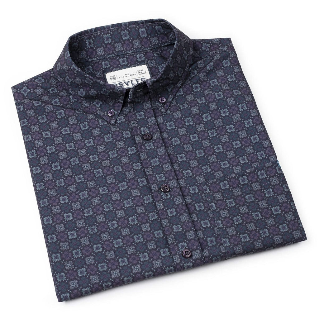 RSVLTS Midnight Mosaic KUNUFLEX Short Sleeve Shirt in Blue — detail 8